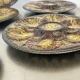 7 assiettes à huitres, vintage Vallauris Marius Giuge.