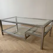 Romeo Rega coffee table in glass and chrome metal, 1970s