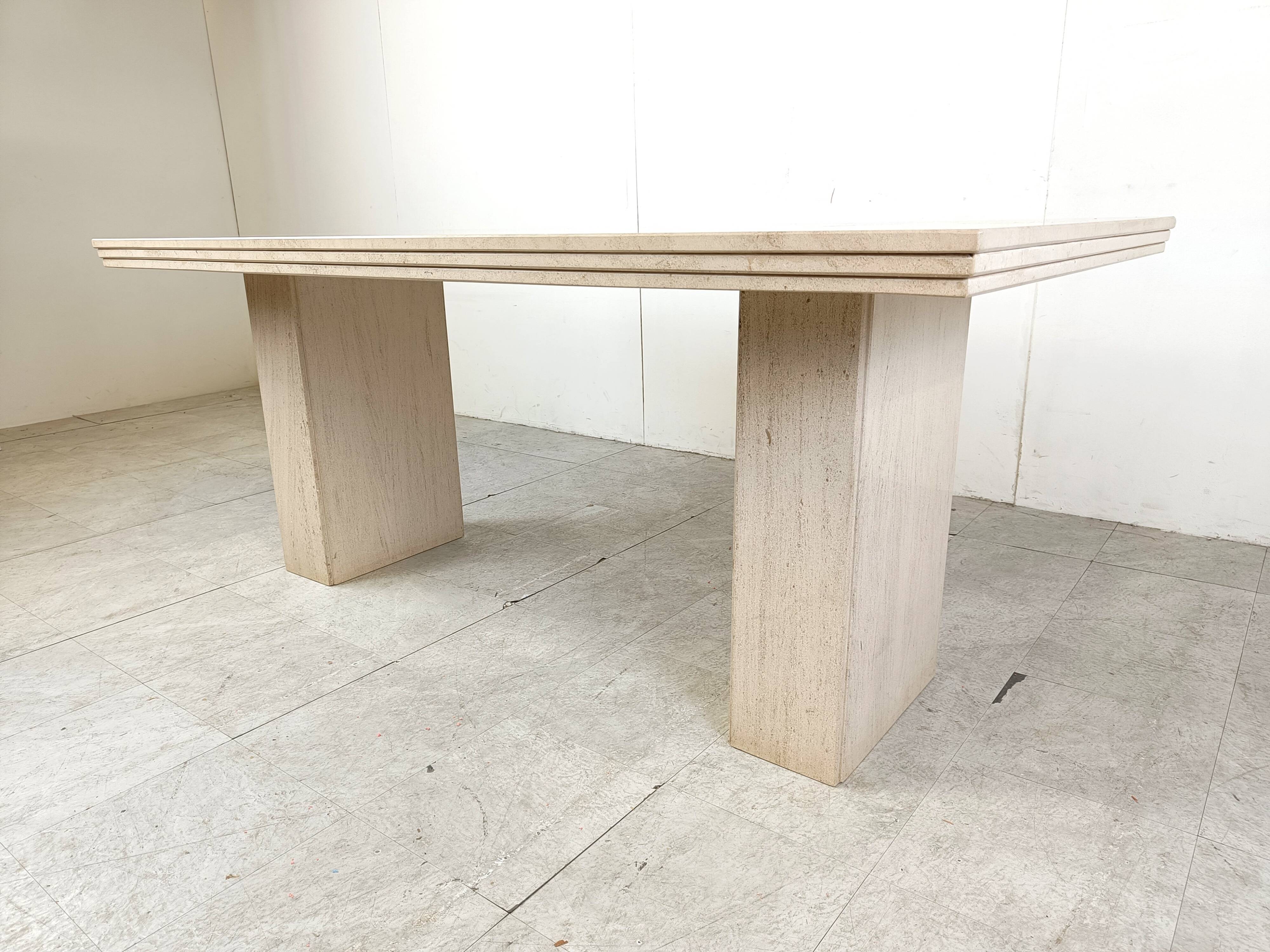 Vintage travertine dining table, 1970s