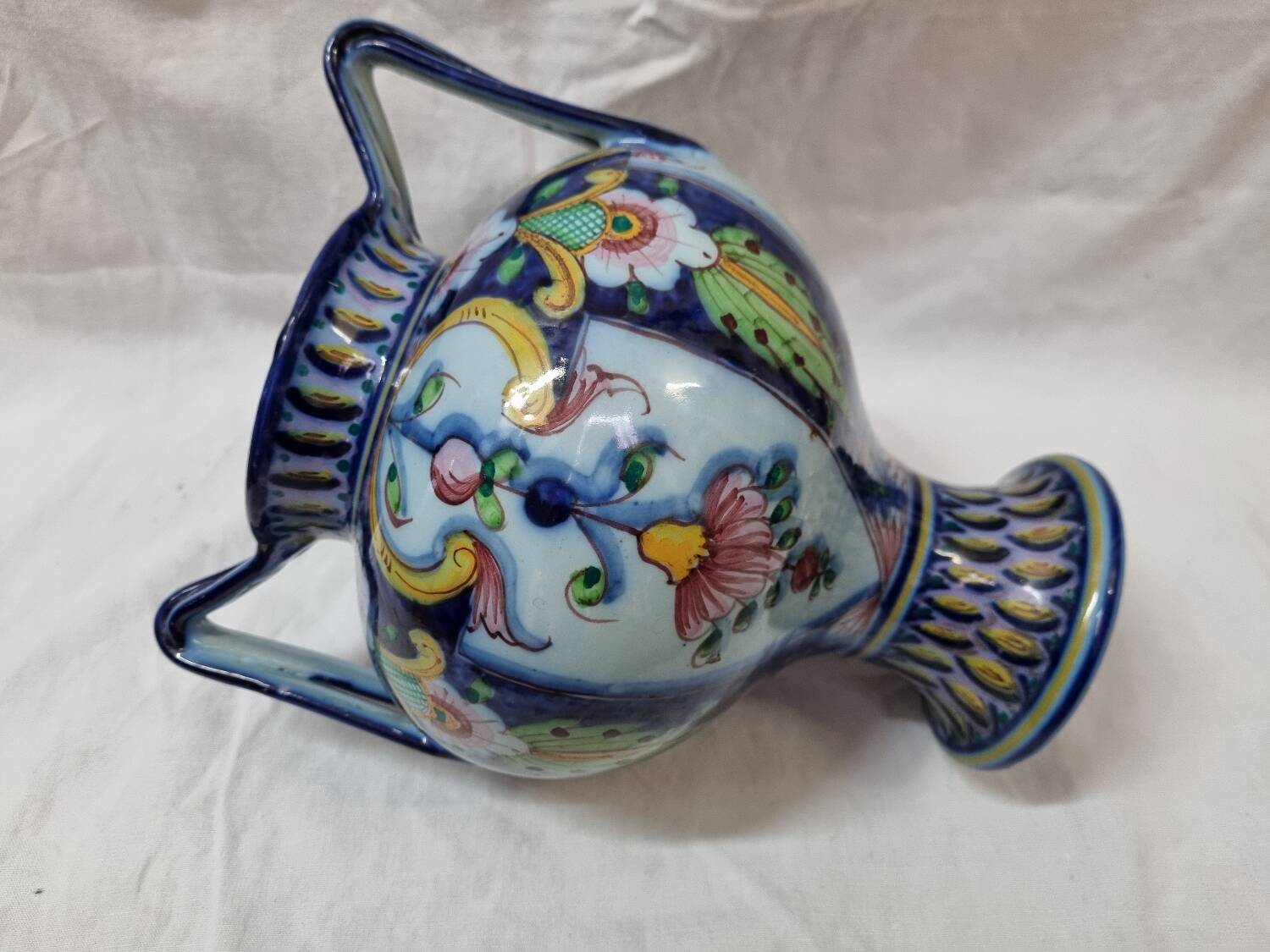 Alcobaça vase with handles, Portugal pottery