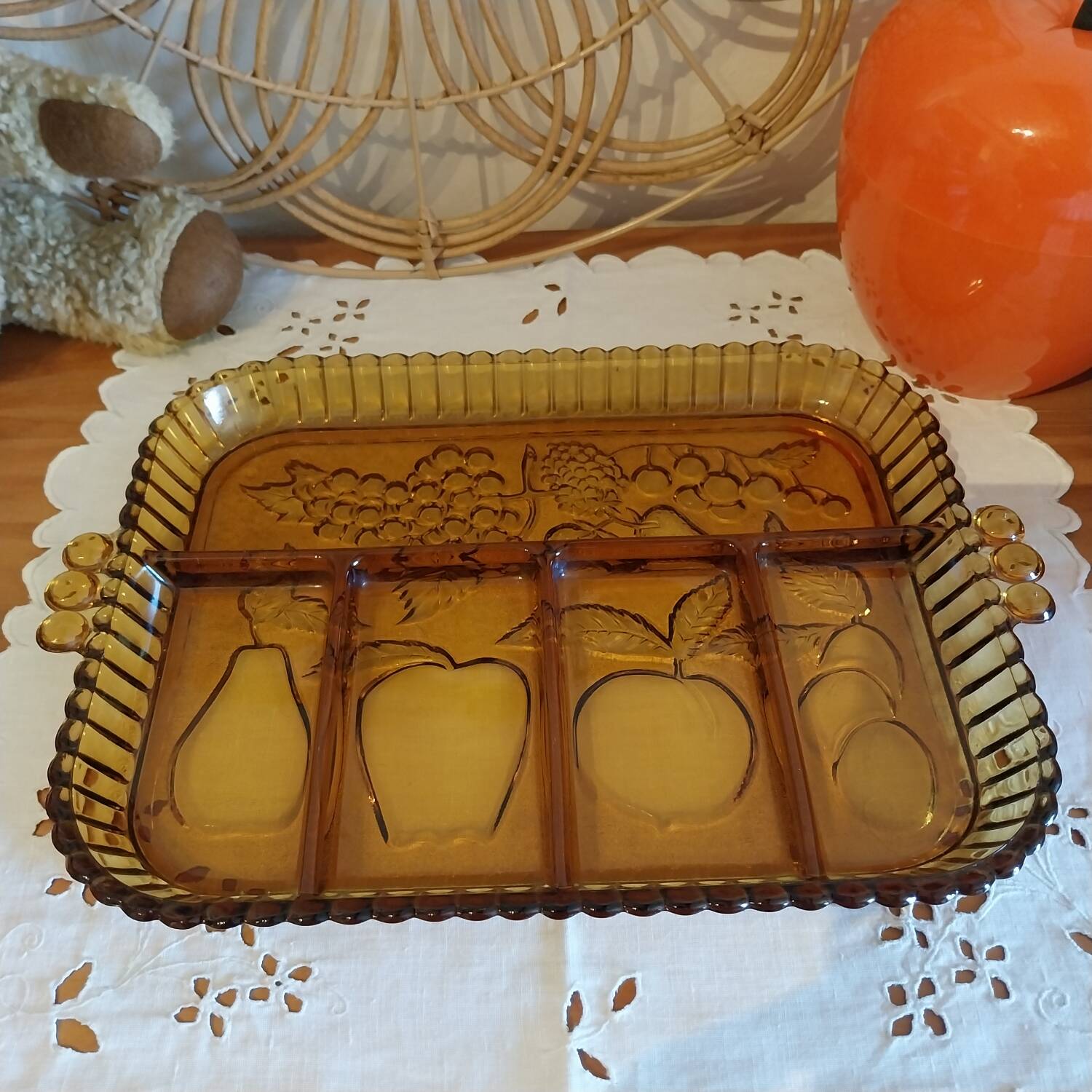 Vintage divided glass dish