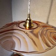 Suspension vintage en verre rose