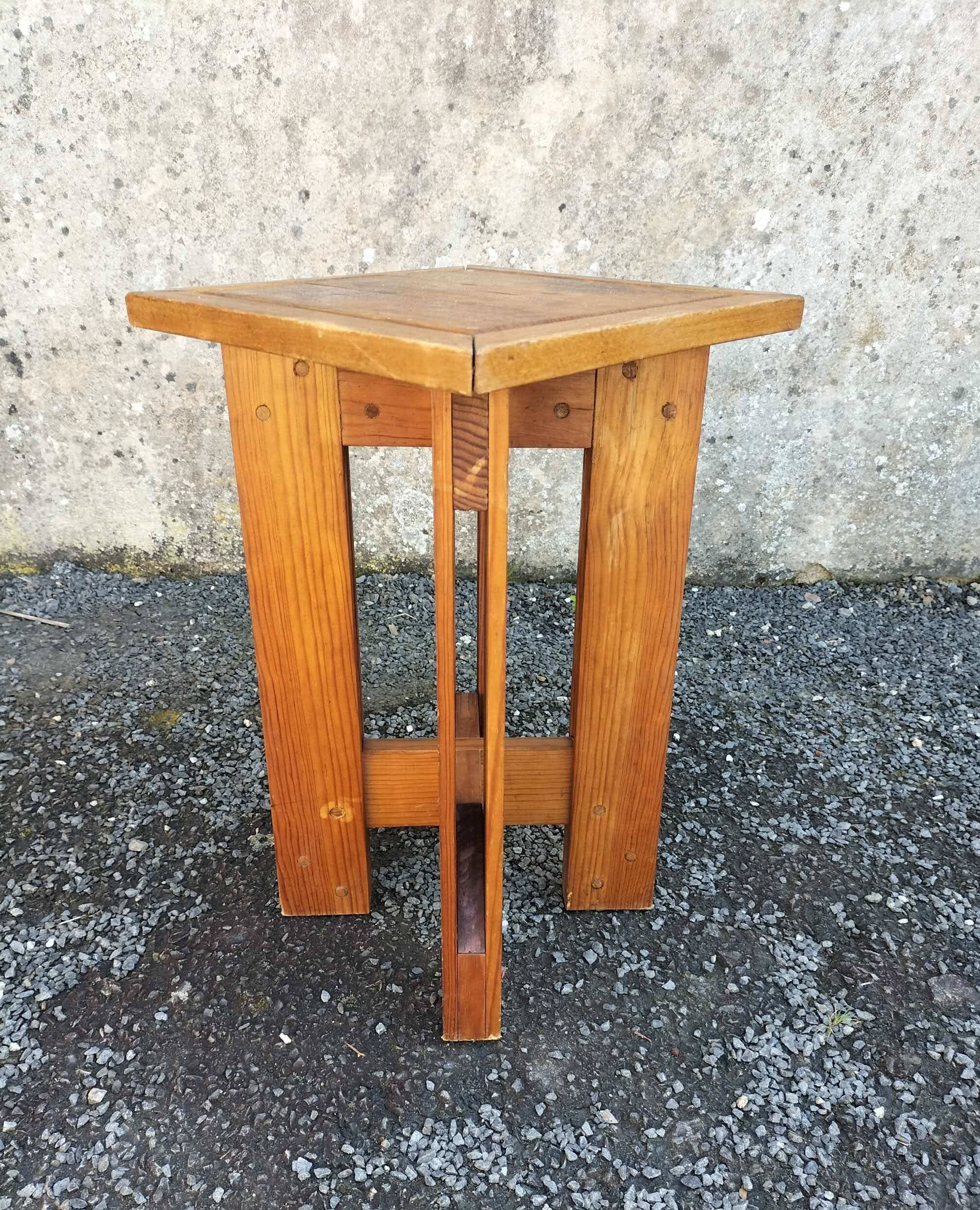 Vintage solid pine stool