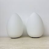 Set of 2 Vintage egg shaped opaline glass table lamp , 1970s