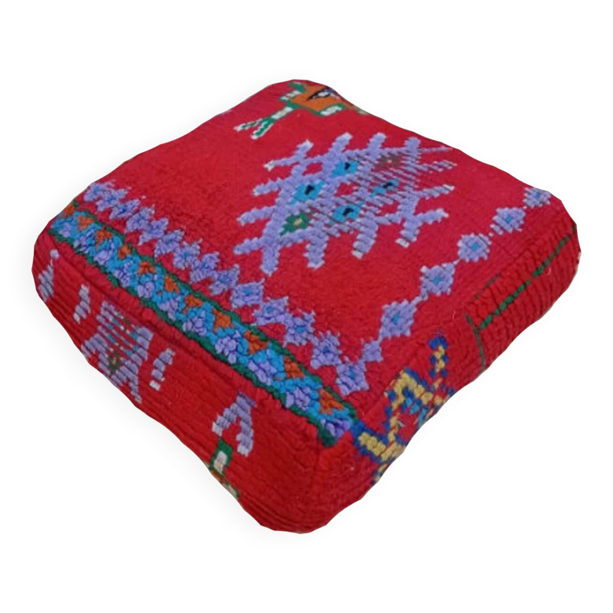 Handmade Berber pouf in wool 60 X 60 X 20 CM