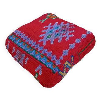 Handmade Berber pouf in wool 60 X 60 X 20 CM