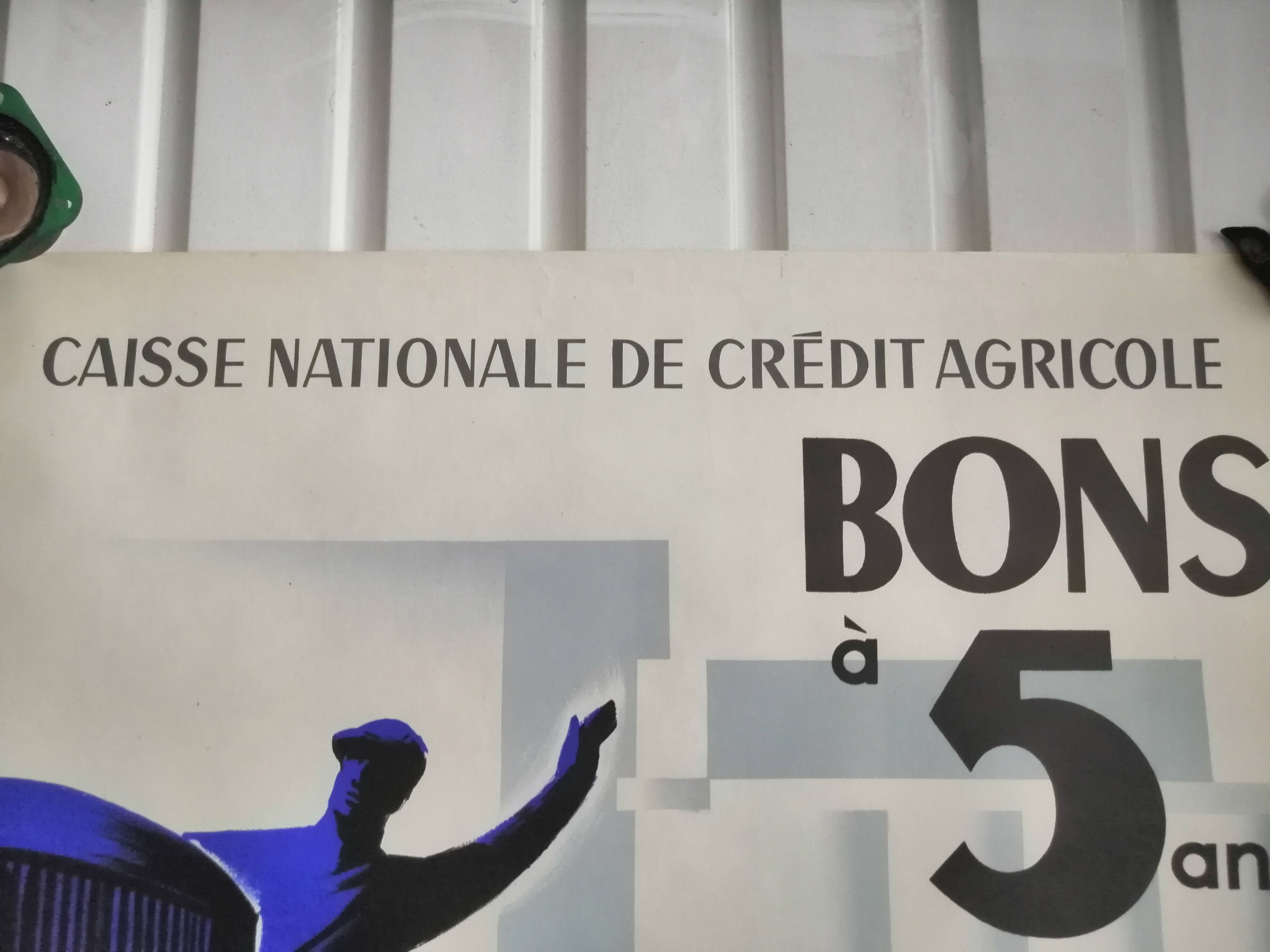 Affiche 1950 "Caisse Nationale du Crédit Agricole Bons à 5 ans"