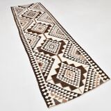 3x10 Brown Beige Persian Kilim Runner Rug, 97x324Cm