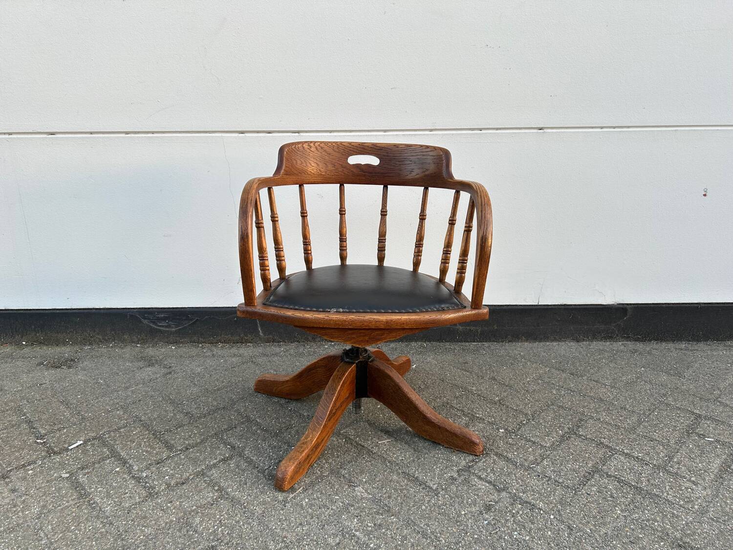 Antieke Eikenhouten Bureaustoel