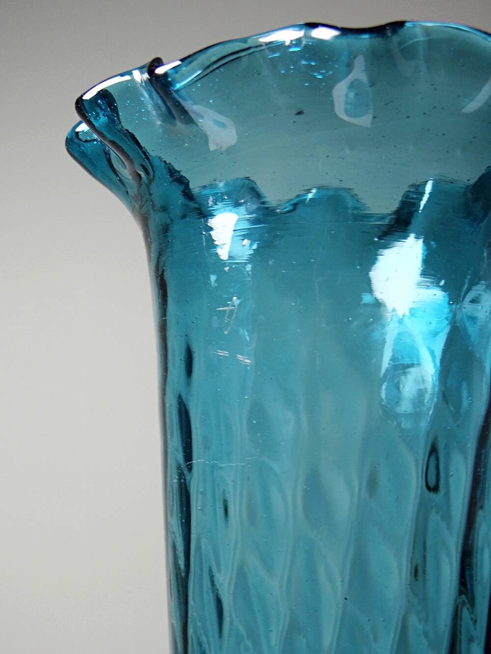 Antique turquoise art nouveau blown glass vase