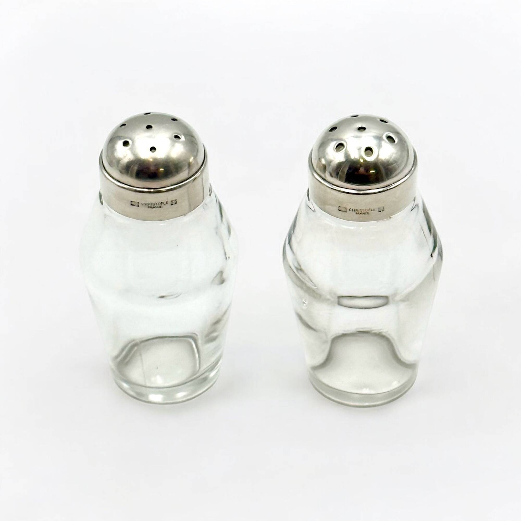 Vintage Christofle Fleuron Condiment Set in Silver Plate and Crystal Glass