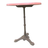 Table bistrot ronde pied fonte plateau style marbre rose