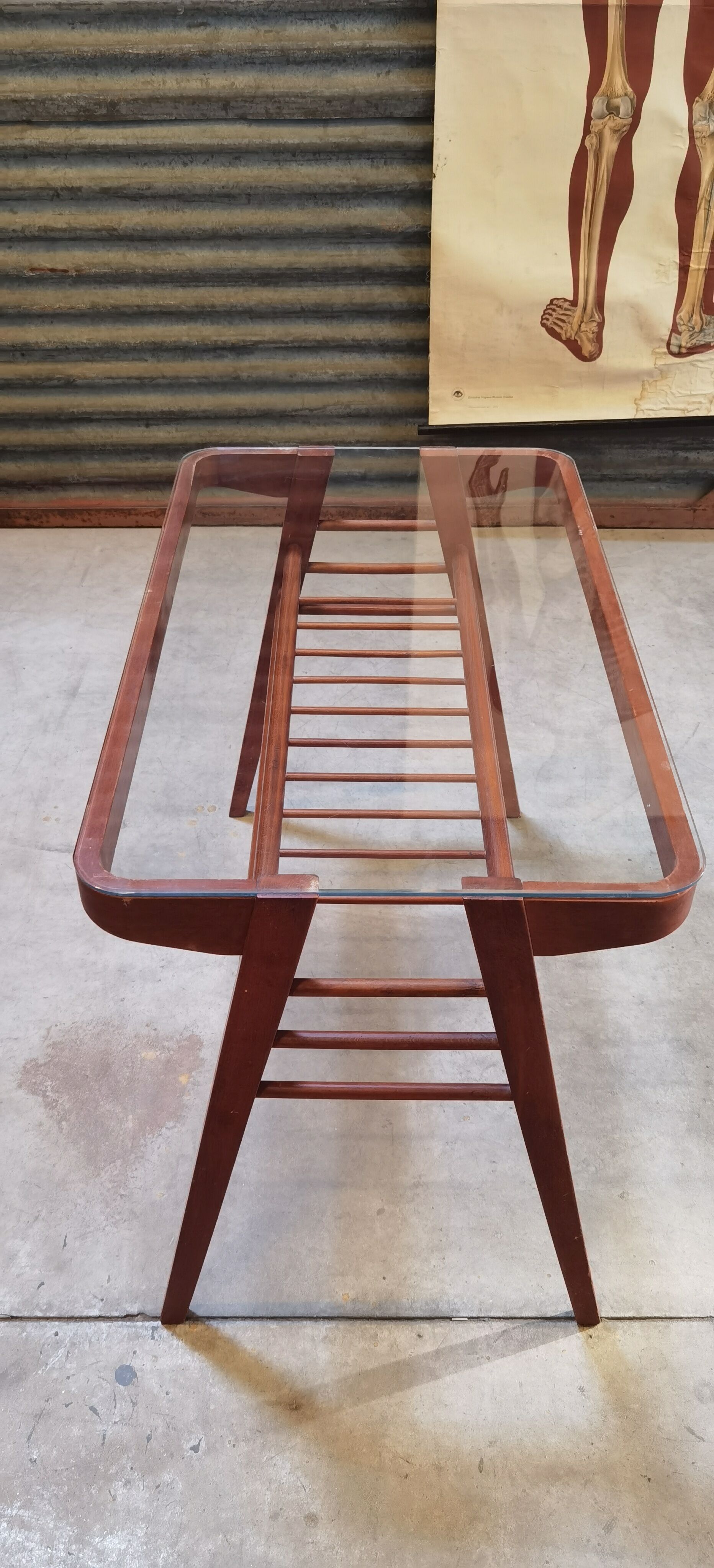 Side table or wood and glass console by Frantisek Jirak 1960