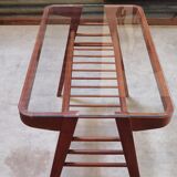 Side table or wood and glass console by Frantisek Jirak 1960