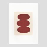 Collection of 4 red abstract paintings on paper signed Eawy