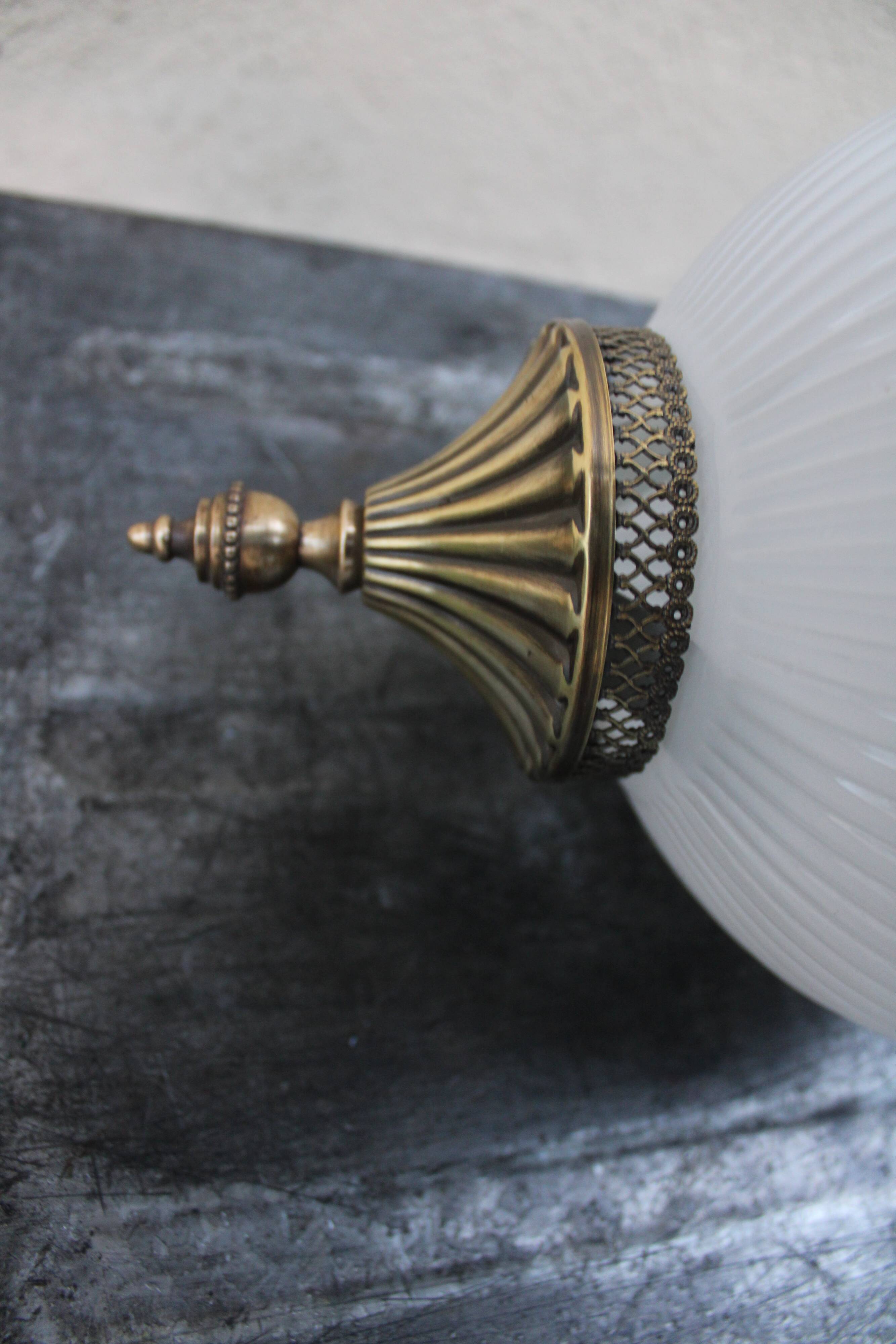 Italian brass and opaline hanging