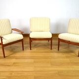 3 Chauffeuses Formant Banquette Danoise de Grete Jalk Édition Glostrup 1960