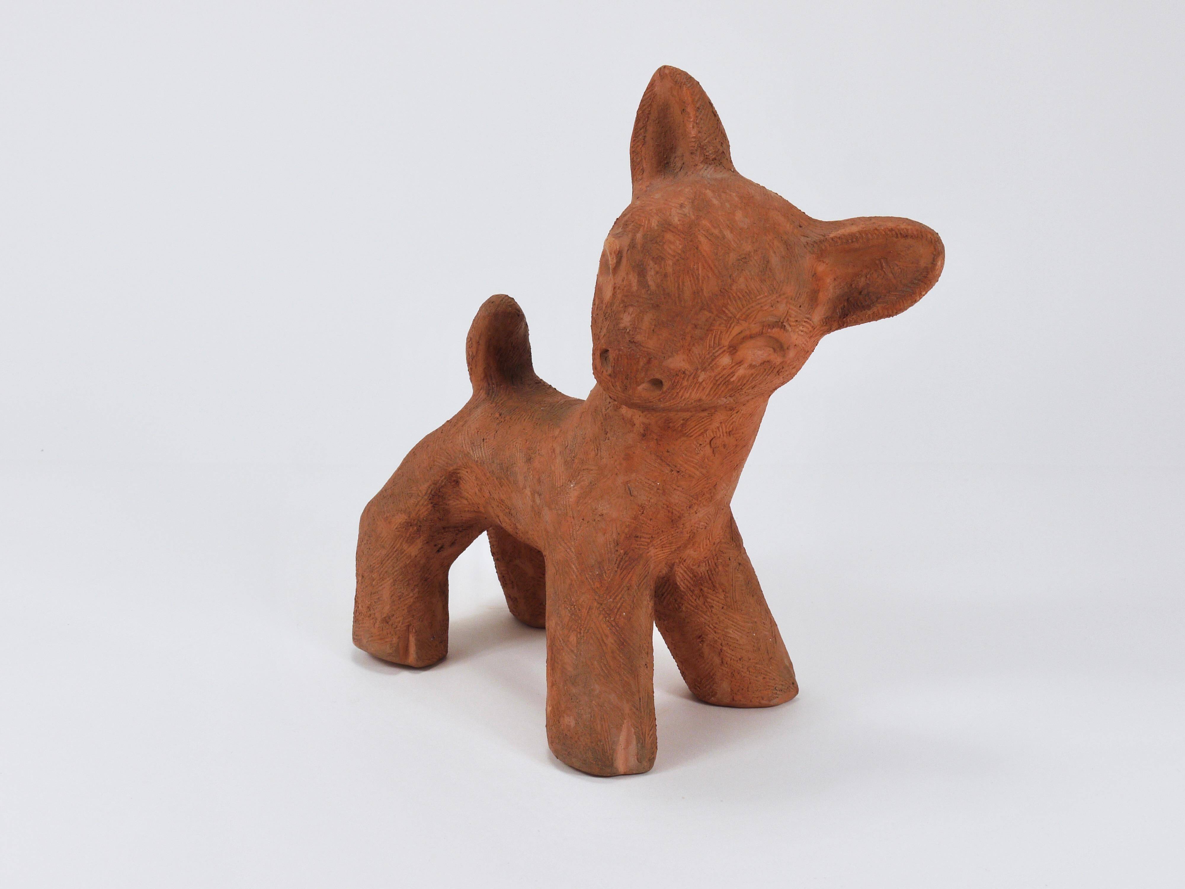 Walter Bosse Large Ceramic Sculpture of Baby Deer, Austria, 1920s