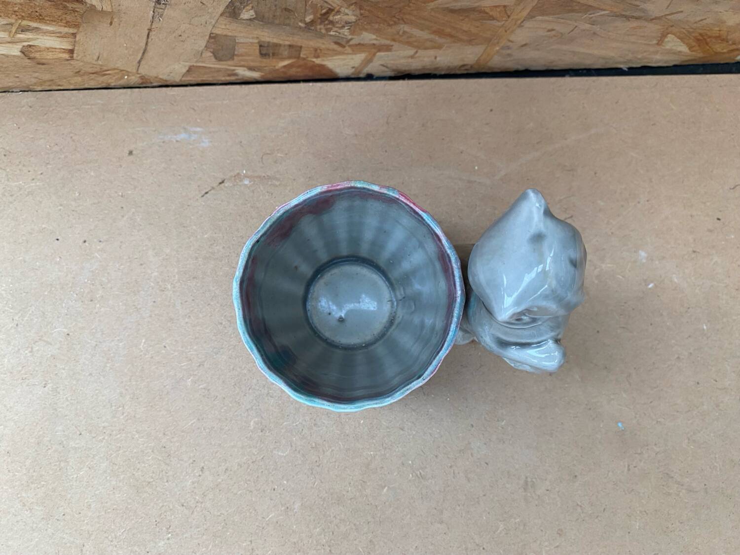 Old grey ceramic greyhound decor pot vintage