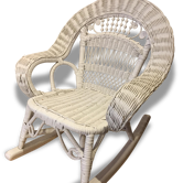 Rocking-chair enfant en rotin blanc