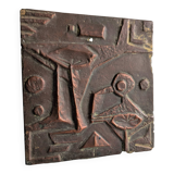 Plaque murale en relief brutaliste en fibre de verre, années 1960