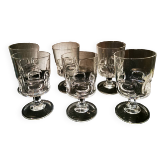Set of 6 crystal d'arques escutcheon glasses