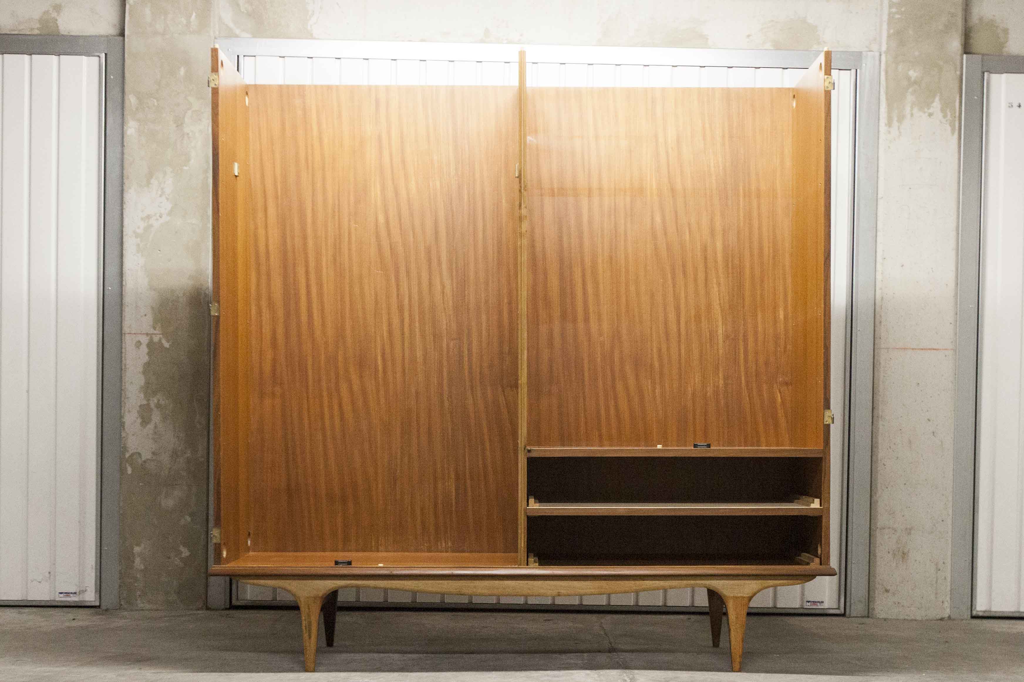 Scandinavian teak cabinet 1960 with mounting plan