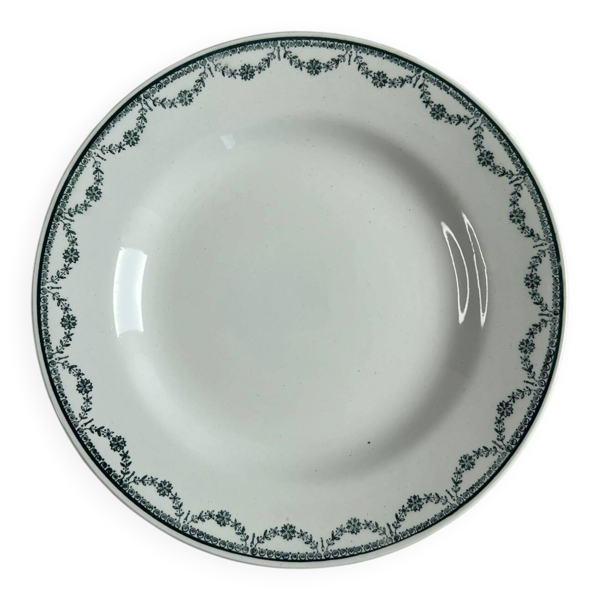 Assiette plate Saint Amand florale verte