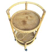 1960s rattan bottle holder rolling table