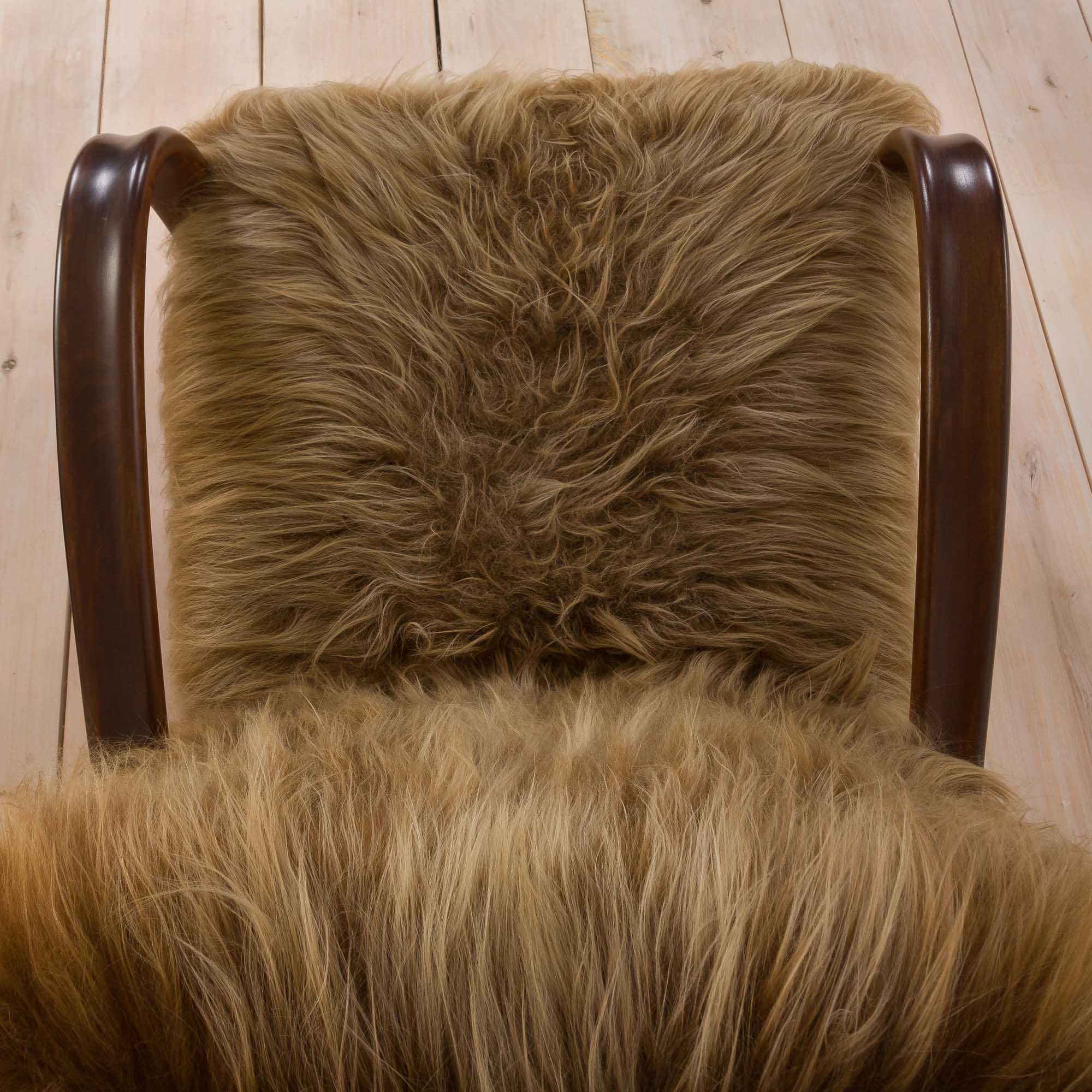Halabala 269 lounge chair in long hair sheepskin