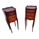 Pair of bedside tables in old Louis XV style marquetry