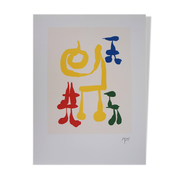 Joan MIRO : Une mère et ses enfants surréalistes, Lithographie signée avec certificat