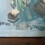 Peinture à l'huile sur toile nando da pistoia, clowns des années 60