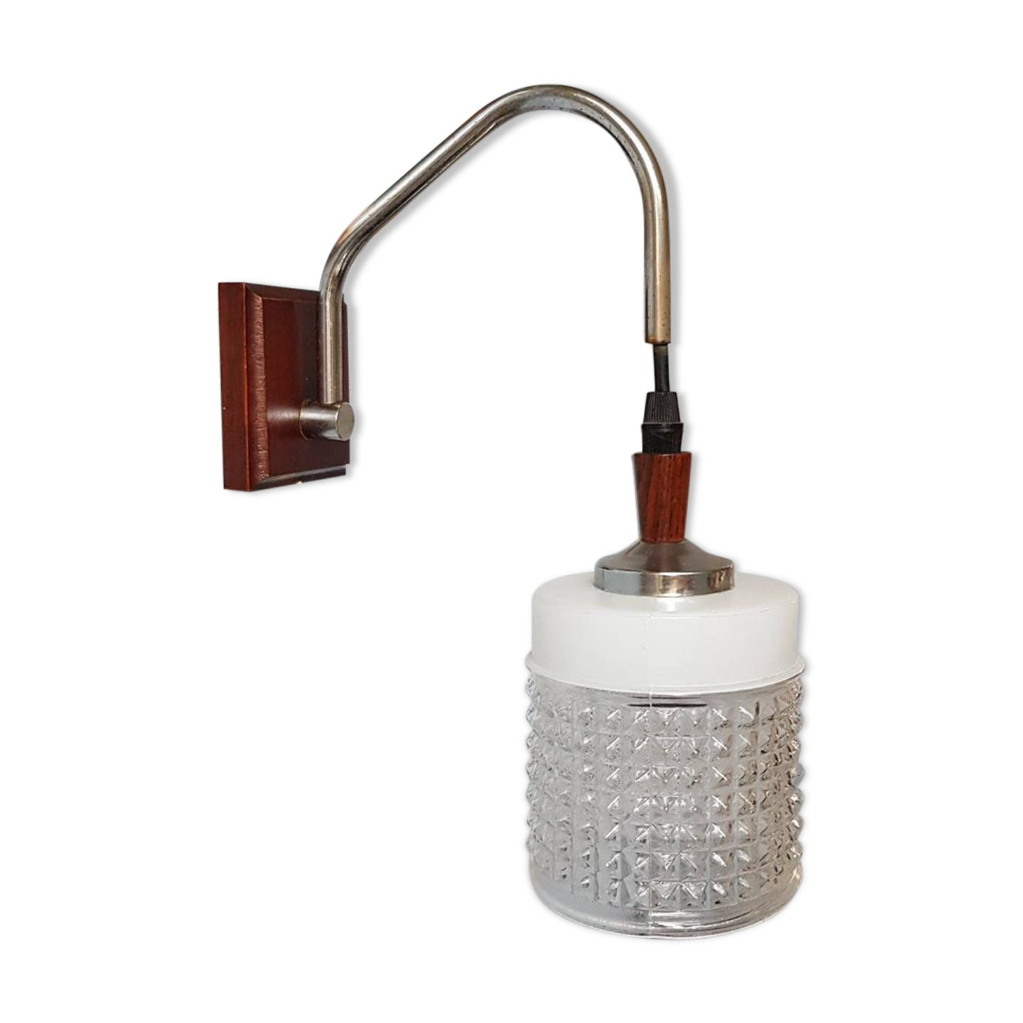 Wall lamp in wood and chrome glass 70s