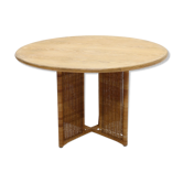 Rattan and Oak Dining Table by Luit van der Helm, Netherlands 1980s