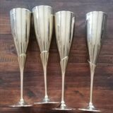4 flûtes à champagne en laiton doré et argenté