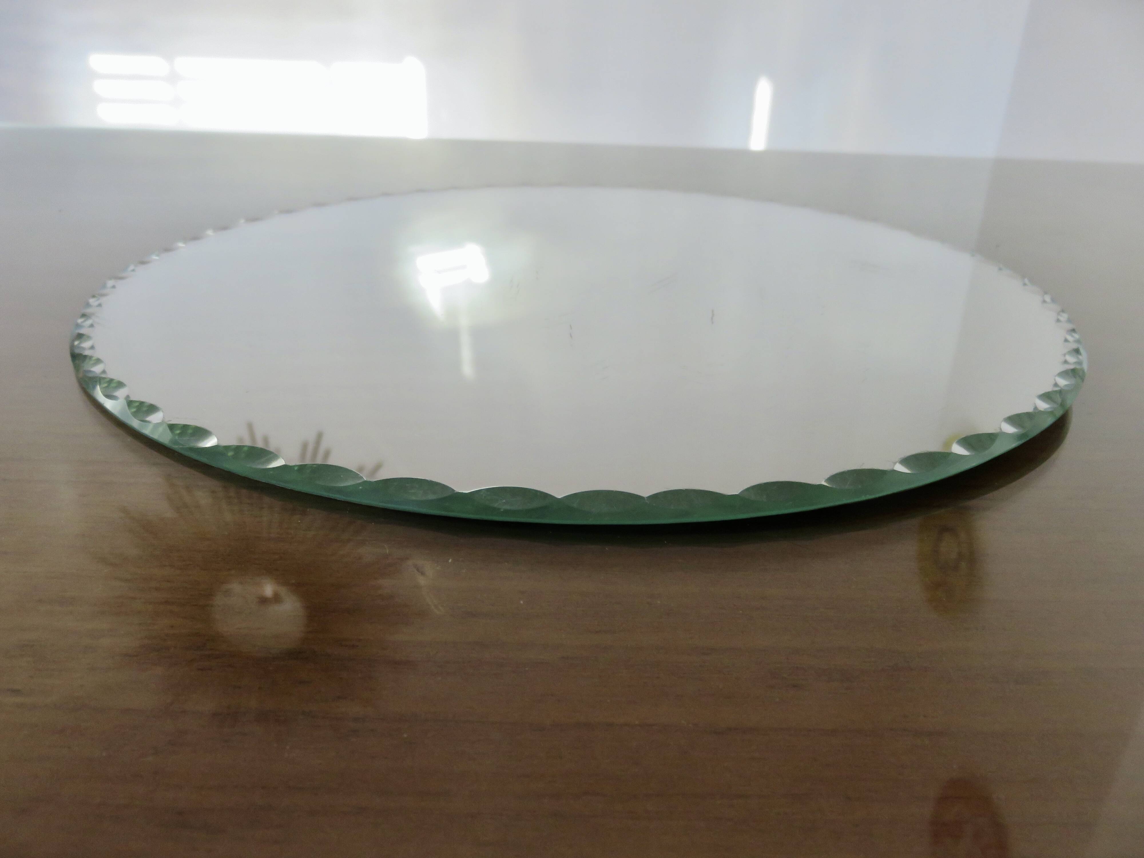 Large round, beveled, 1940-1950, art deco mirror