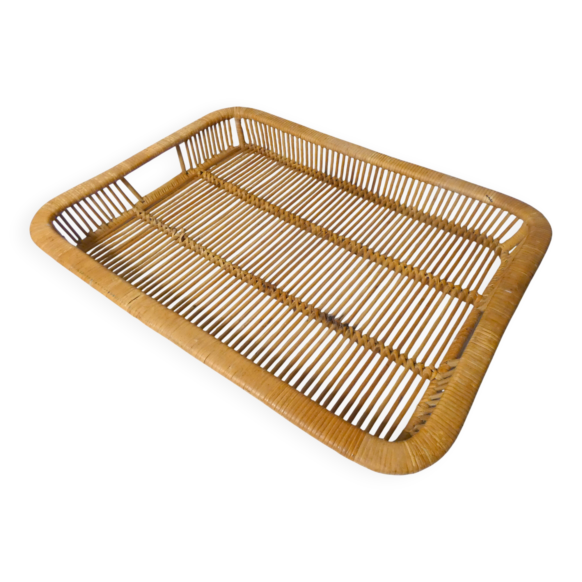large vintage design rattan tray