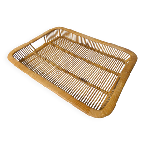 Grand plateau en rotin