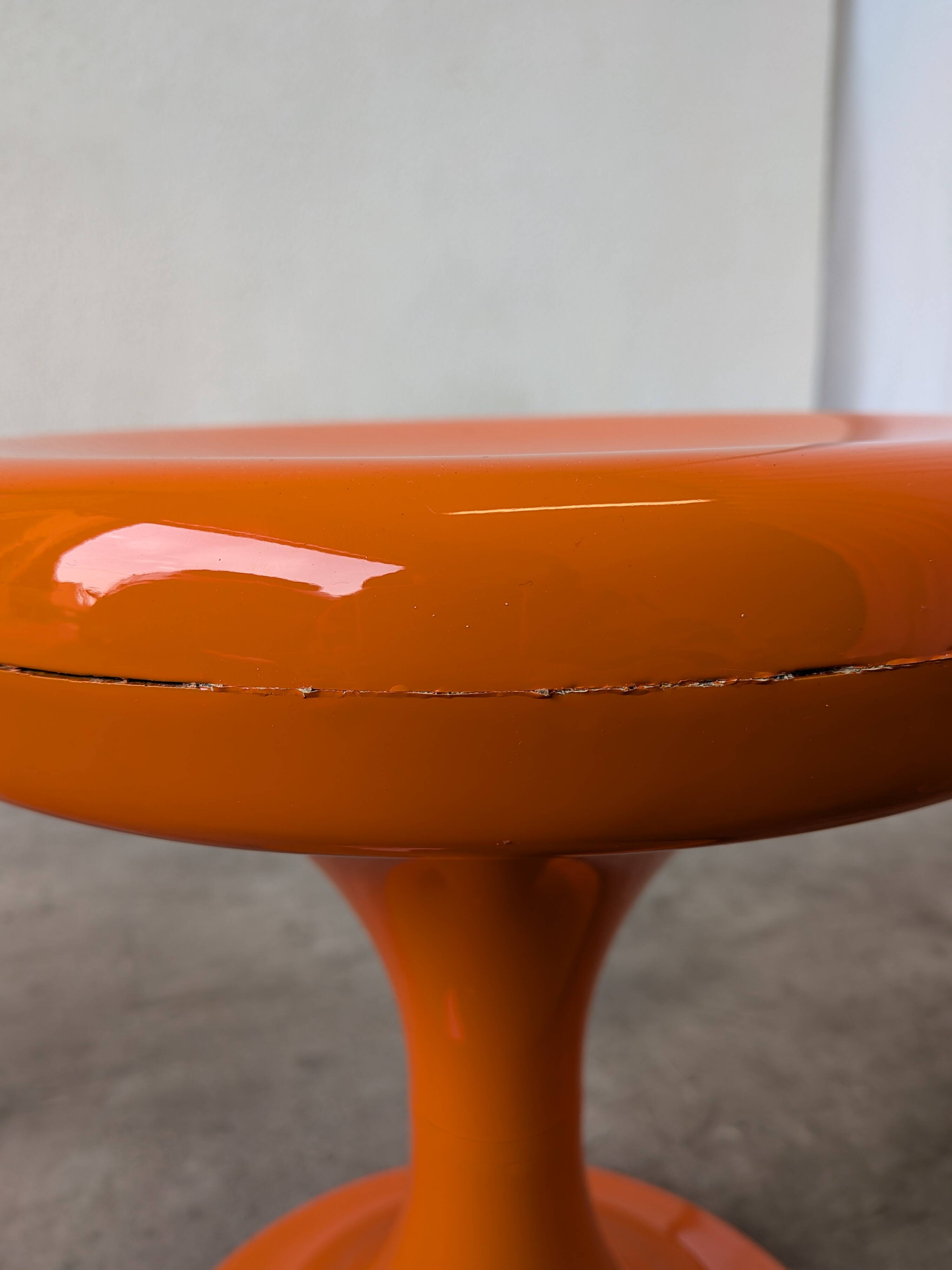 Vintage Mushroom Stool “Jurček” by Meblo, Retro Orange 1960s – Space Age