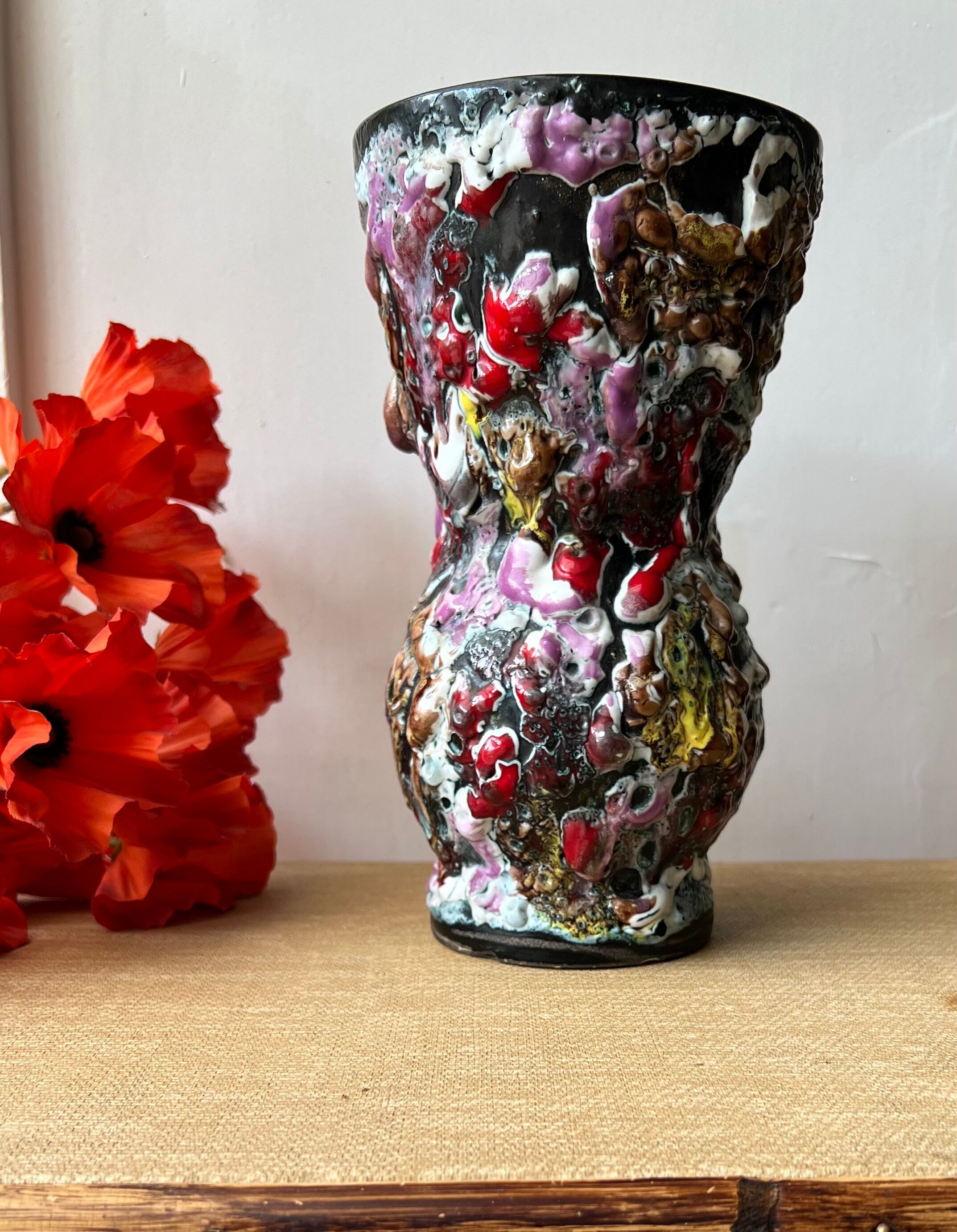 Vintage vase Vallauris volcano lava