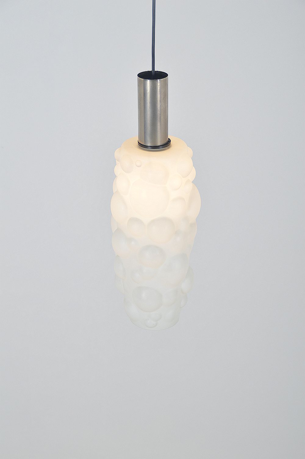 Vintage hanging lamp in glass with organic shape, 1960s