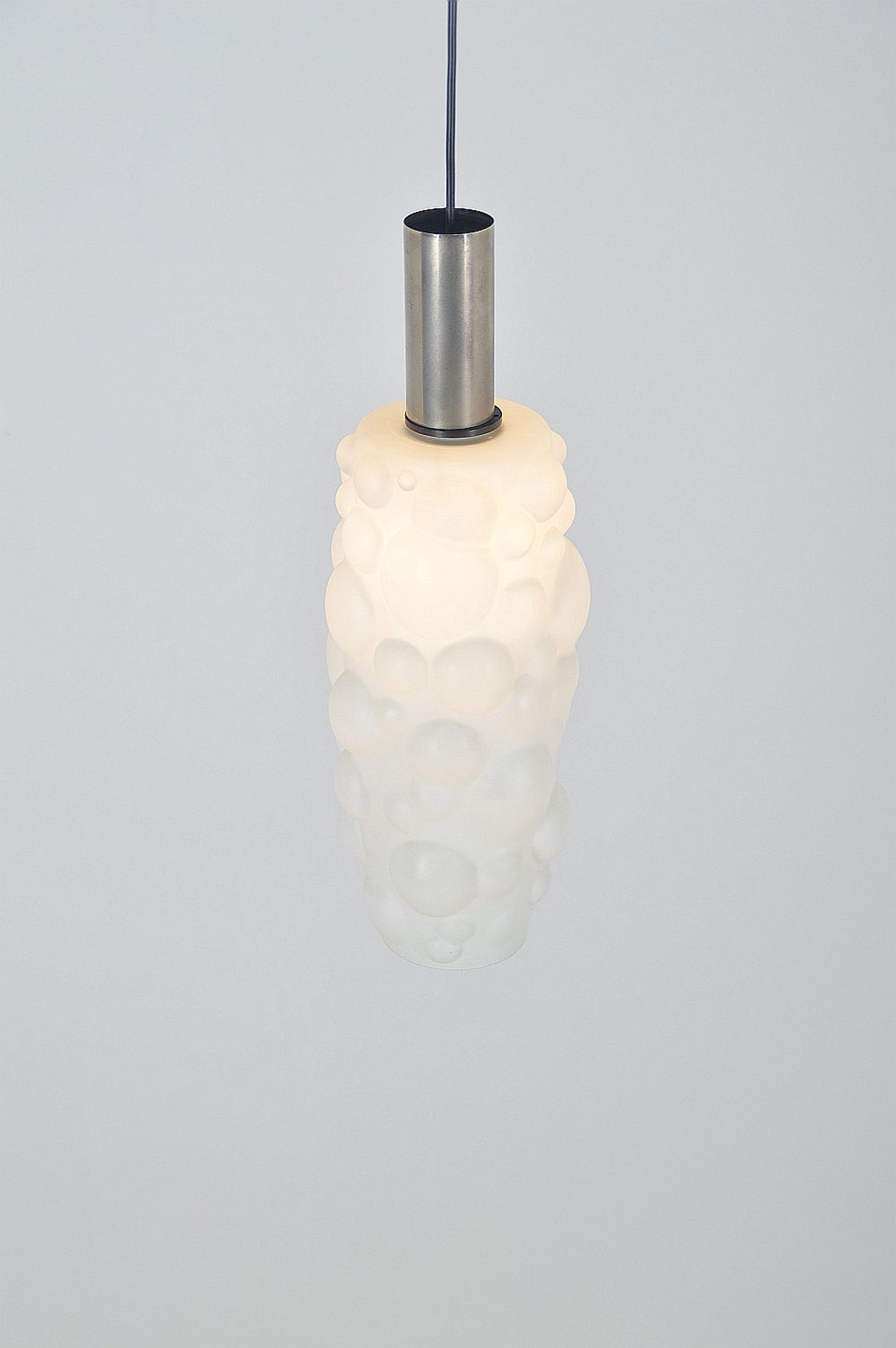 Vintage hanging lamp in glass with organic shape, 1960s