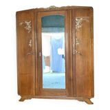 Armoire bois vintage art déco miroir