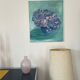 Tableau peinture à l’huile fleurs hortensias bleu