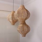 Set of 3 rattan chandelier,extra large light 50 cm x 60 cm