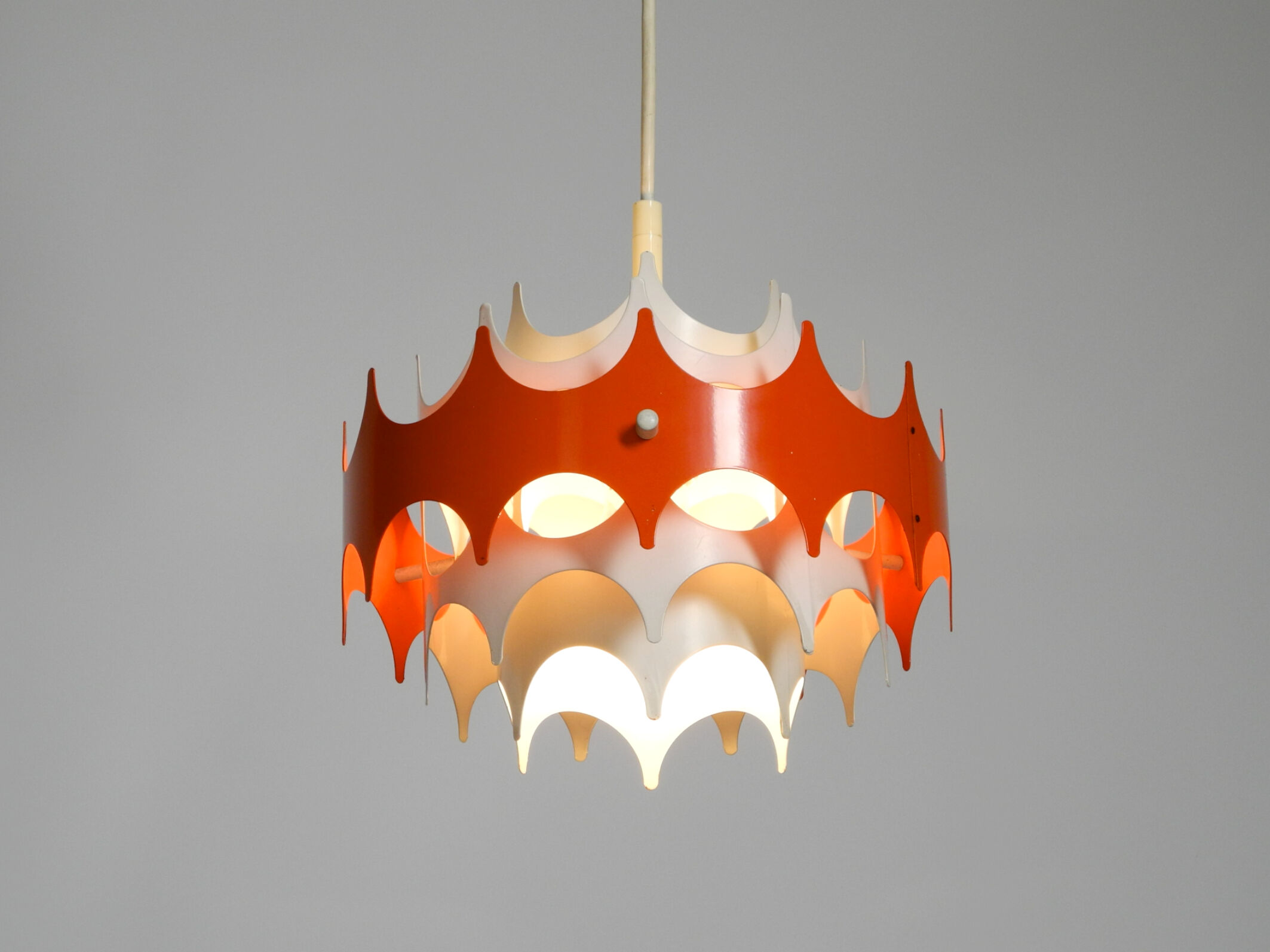 Beautiful small original 1960s Space Age metal pendant lamp by Doria