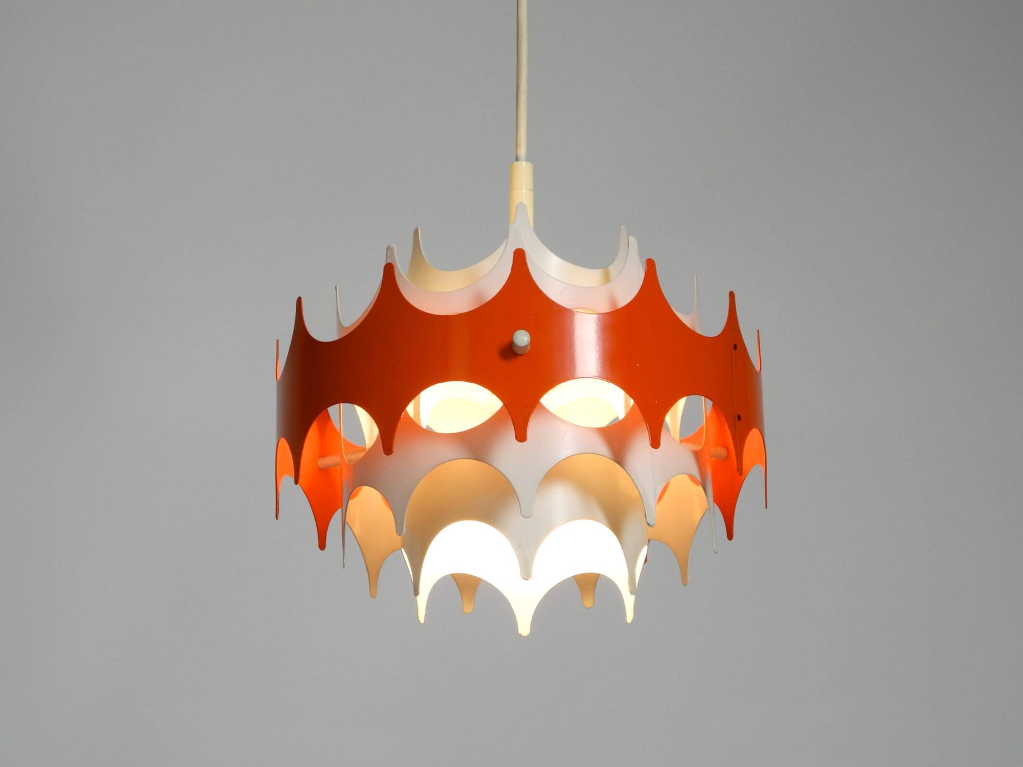 Beautiful small original 1960s Space Age metal pendant lamp by Doria