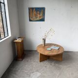 Round modernist coffee table, elm, 1950s.