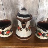 Ancienne Théière + 2 Pichets Schramberg BERNAU Céramique Décor Fleurs